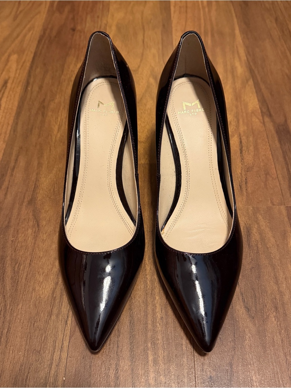 Marc Fisher Women’s Dark Burgundy Patent Pointed-Toe Pumps